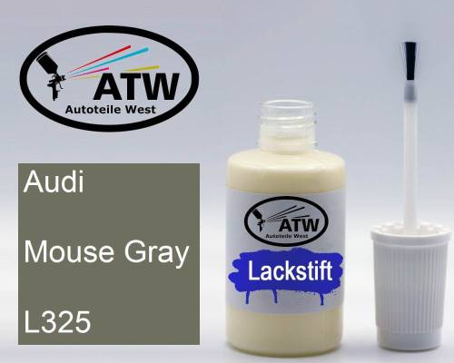 Audi, Mouse Gray, L325: 20ml Lackstift, von ATW Autoteile West.